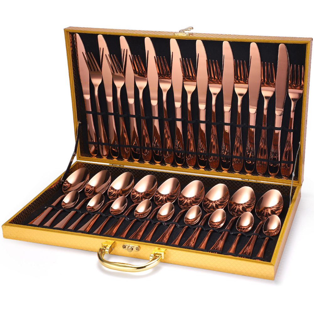 Juego De Cubiertos Acero Inoxidable 9 Puestos 36 piezas Estuche Lujo