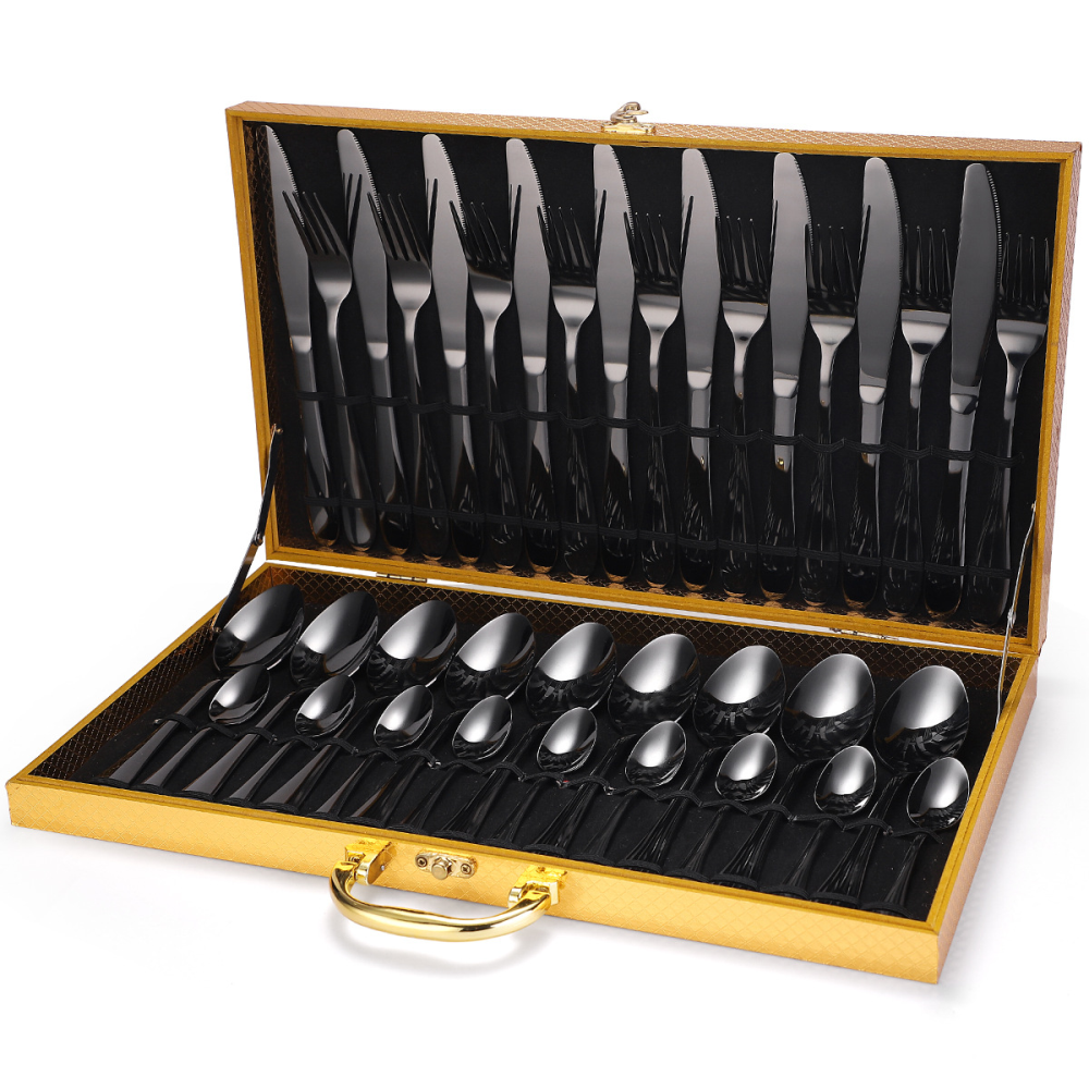 Juego De Cubiertos Acero Inoxidable 9 Puestos 36 piezas Estuche Lujo