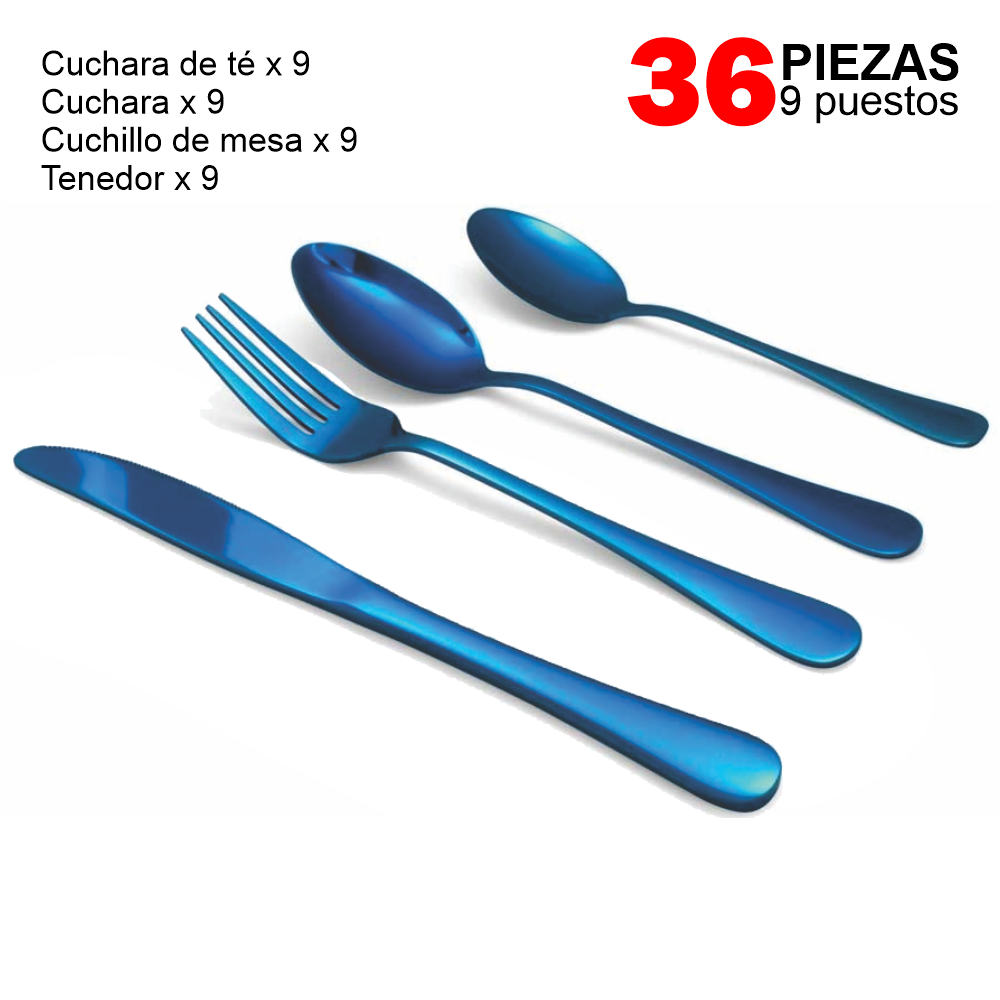 Juego De Cubiertos Acero Inoxidable 9 Puestos 36 piezas Estuche Lujo