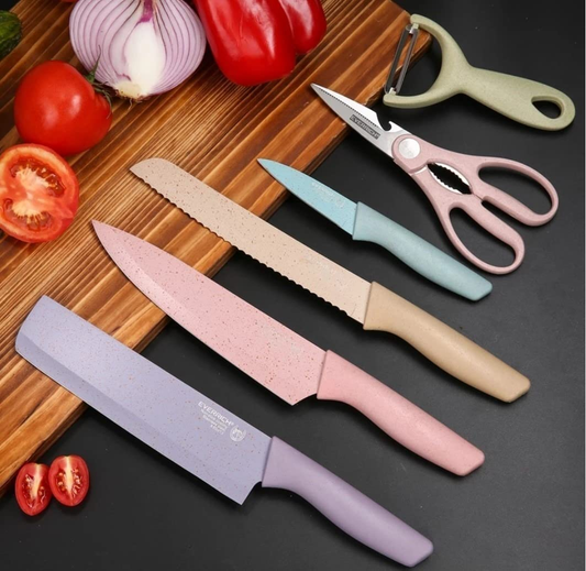 Set De Cuchillos De Cocina Multicolor Acero Inoxidable 6 Und