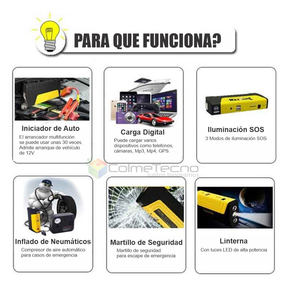 Kit De Emergencia Multifuncional Iniciador De Batería 12V