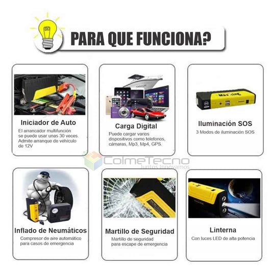 Kit De Emergencia Multifuncional Iniciador De Batería 12V