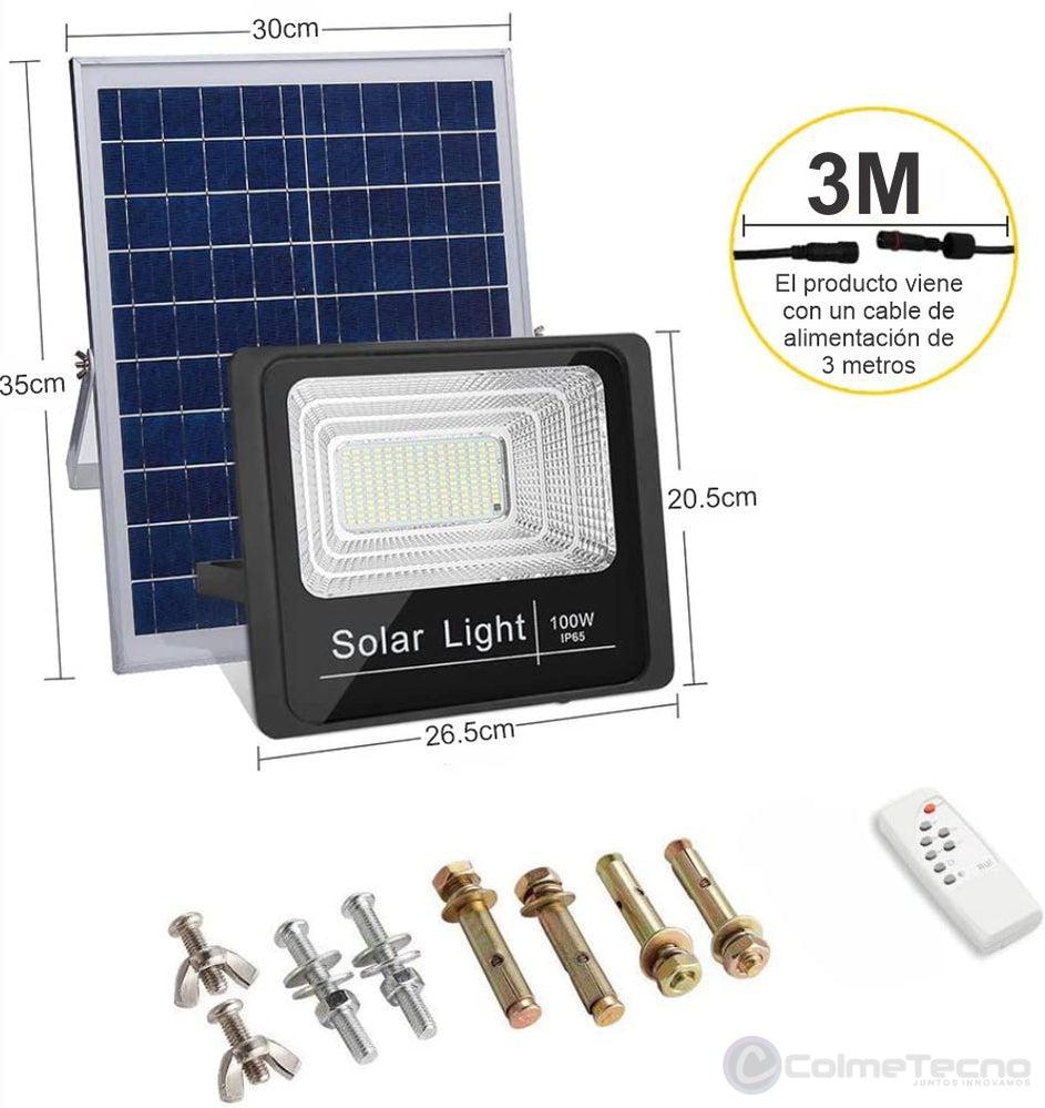 Reflector Solar 100w Lampara Led Panel Solar Control Remoto CL-750