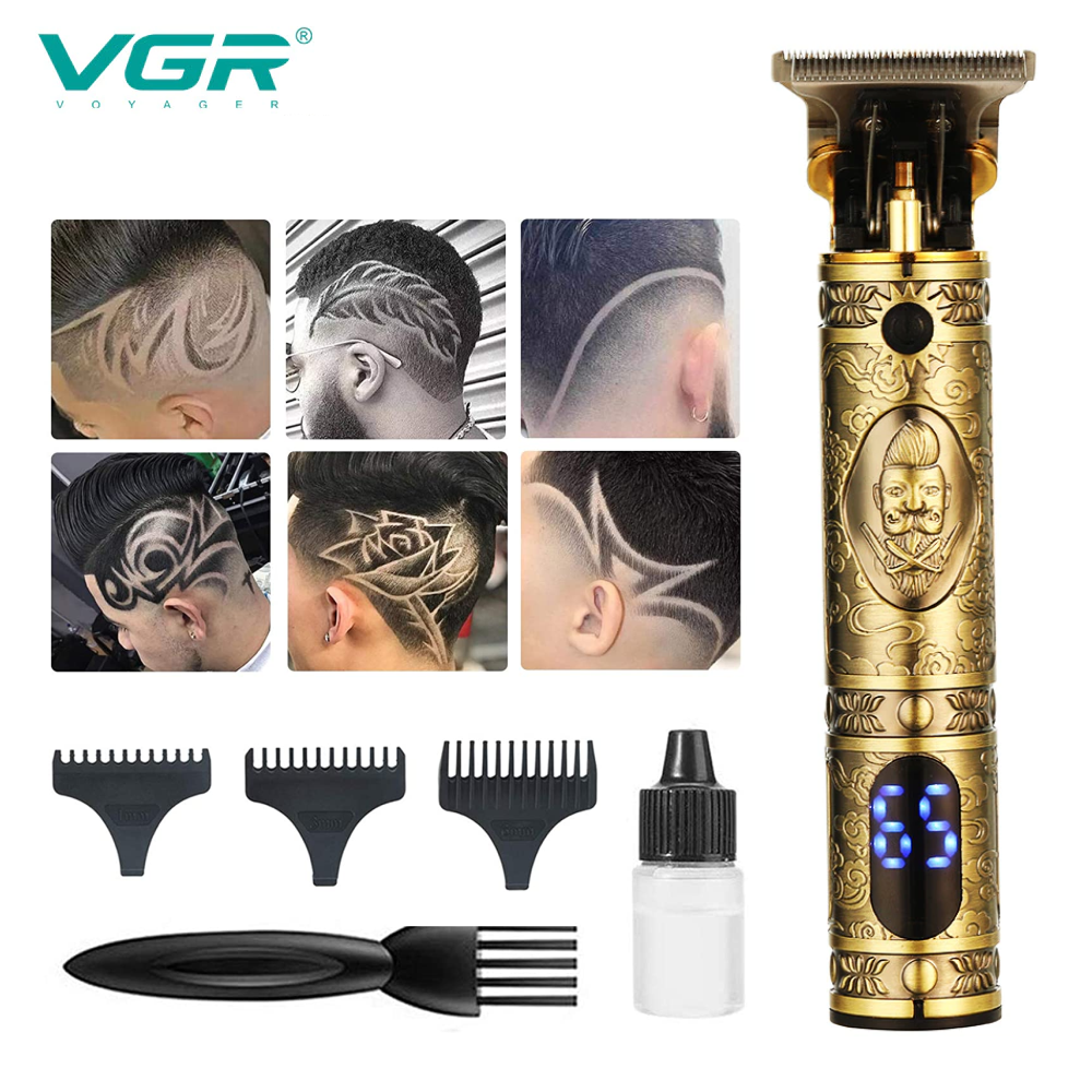 Máquina Patillera VGR V-228 Recargable Pantalla LED Barbería Pro