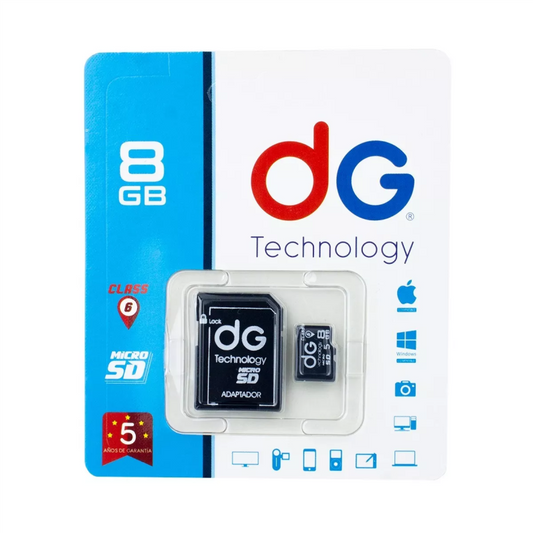 Memoria Micro SD 8, 16, 32Gb Marca DG Clase 10 + Adaptador Original