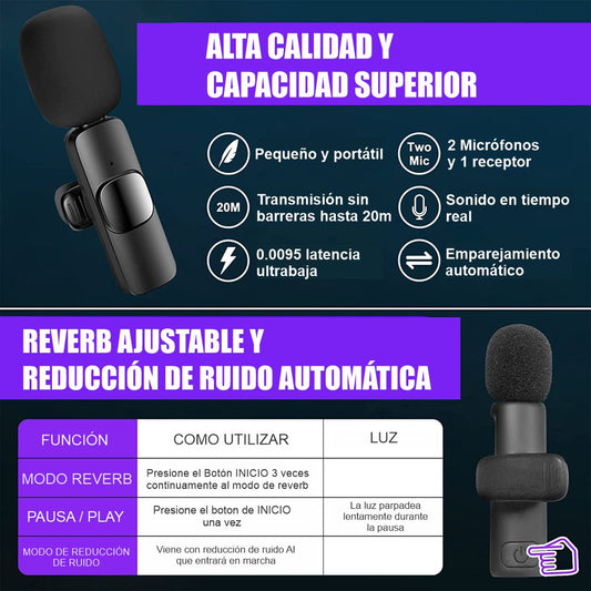Micrófono De Solapa Inalámbrico Doble para Smartphone Tipo C - F3
