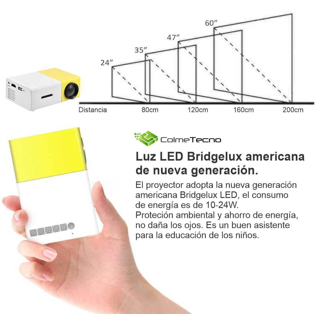 Mini Proyector LED Video Beam 600 Lumens HDMI USB AV YG300