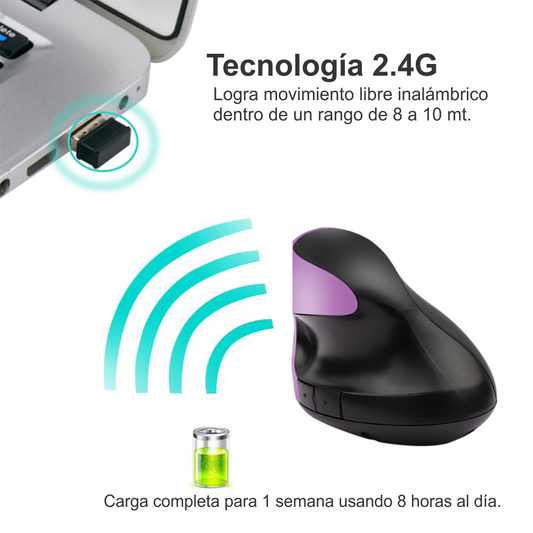 Mouse Óptico Vertical Ergonómico Inalámbrico Weibo WB-881
