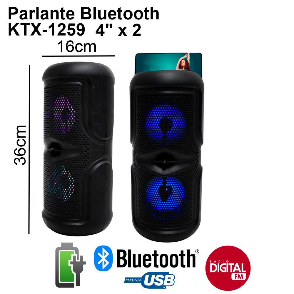 Parlante Bluetooth Recargable Doble Bocina 4 x2 KTX-1259