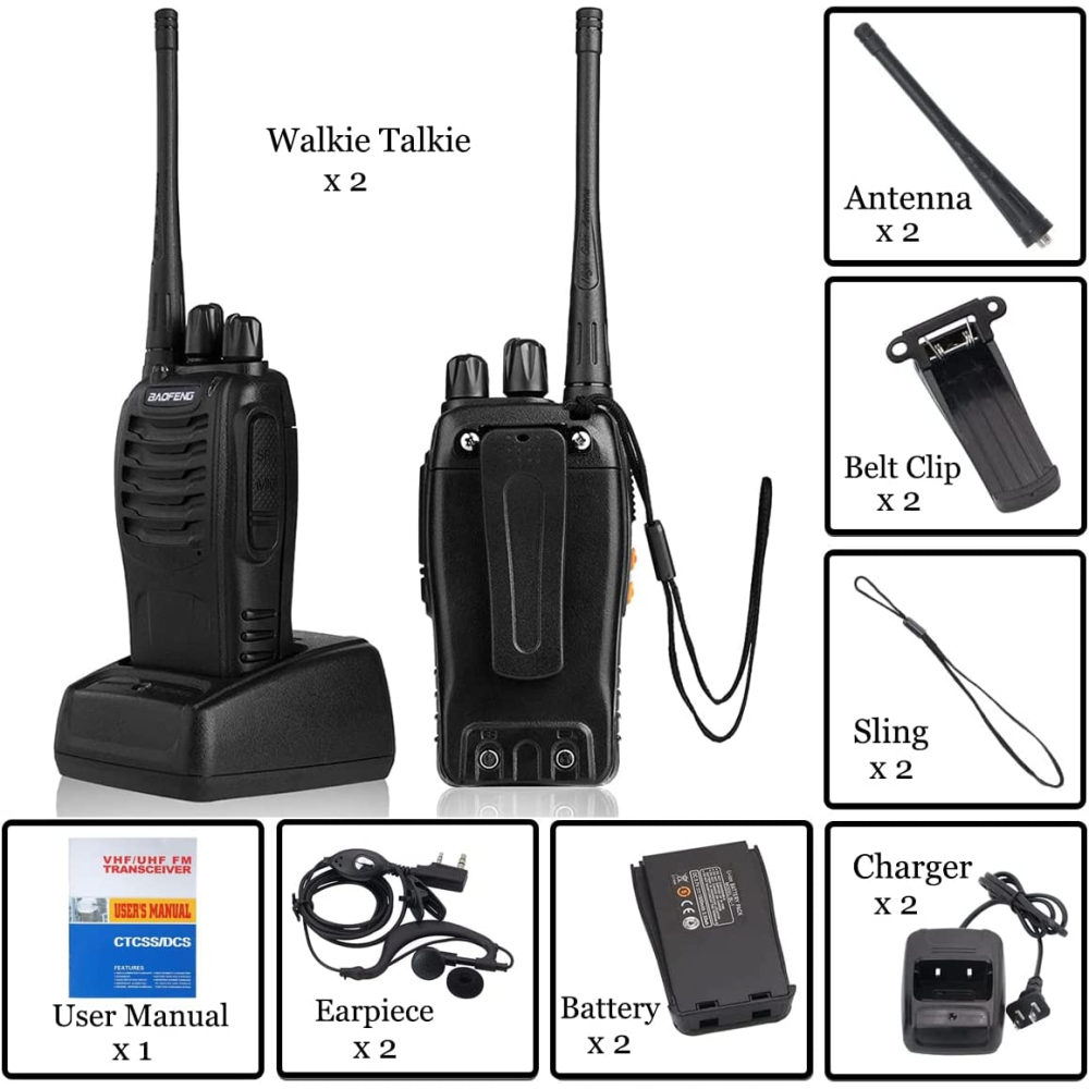 Radio Intercomunicador Walkie Takie Boafeng Bf-888s Kit X 2