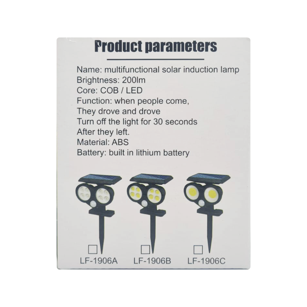 Reflector Solar Sensor De Movimiento 200lm Luz Jardin LED LF-1906