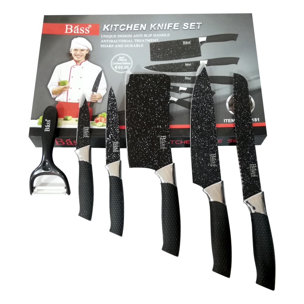 Juego de Cuchillos De Cocina Báss Asa Antideslizante X 6 Pcs