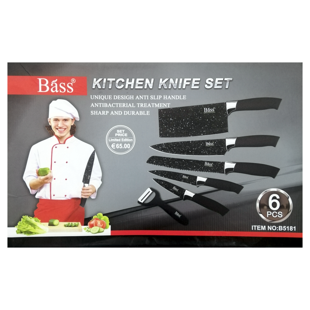 Juego de Cuchillos De Cocina Báss Asa Antideslizante X 6 Pcs