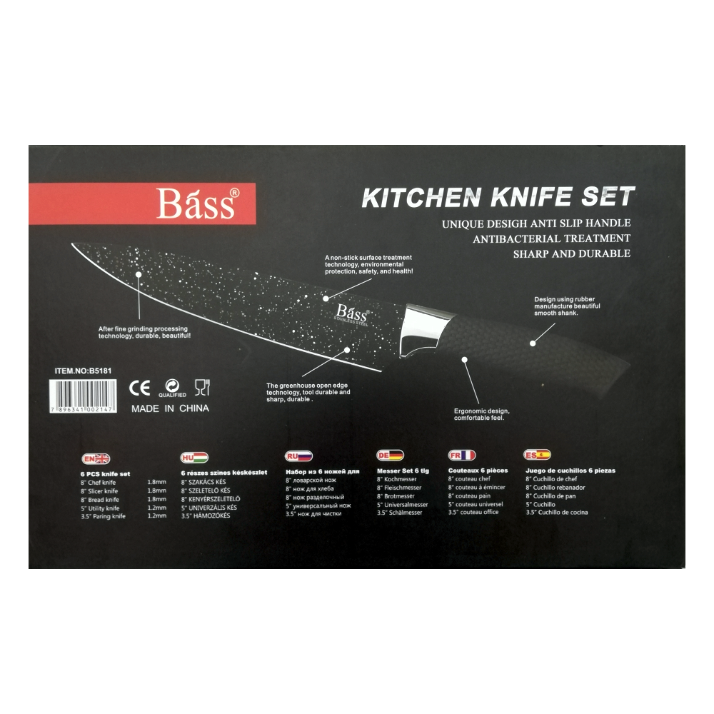 Juego de Cuchillos De Cocina Báss Asa Antideslizante X 6 Pcs