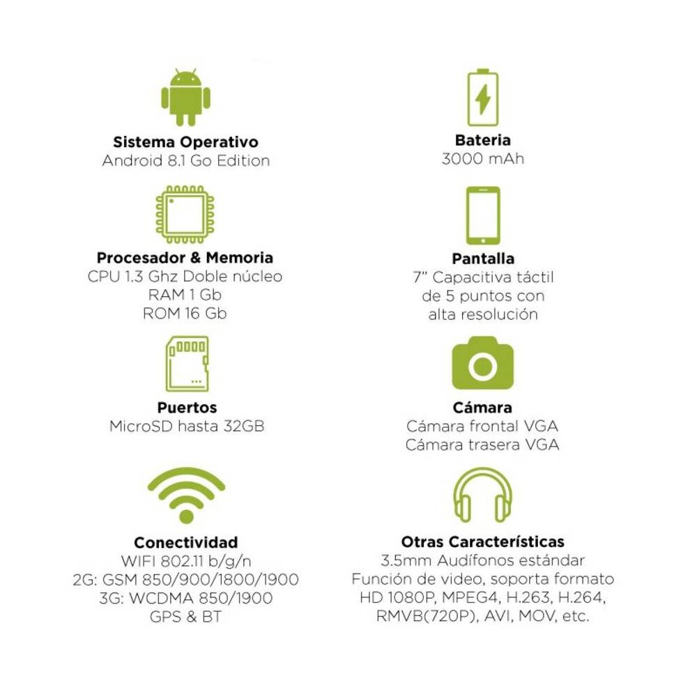 Tablet Celular Huskee Helios 7 Pulgadas LCD 3G GPS 16Gb Rom