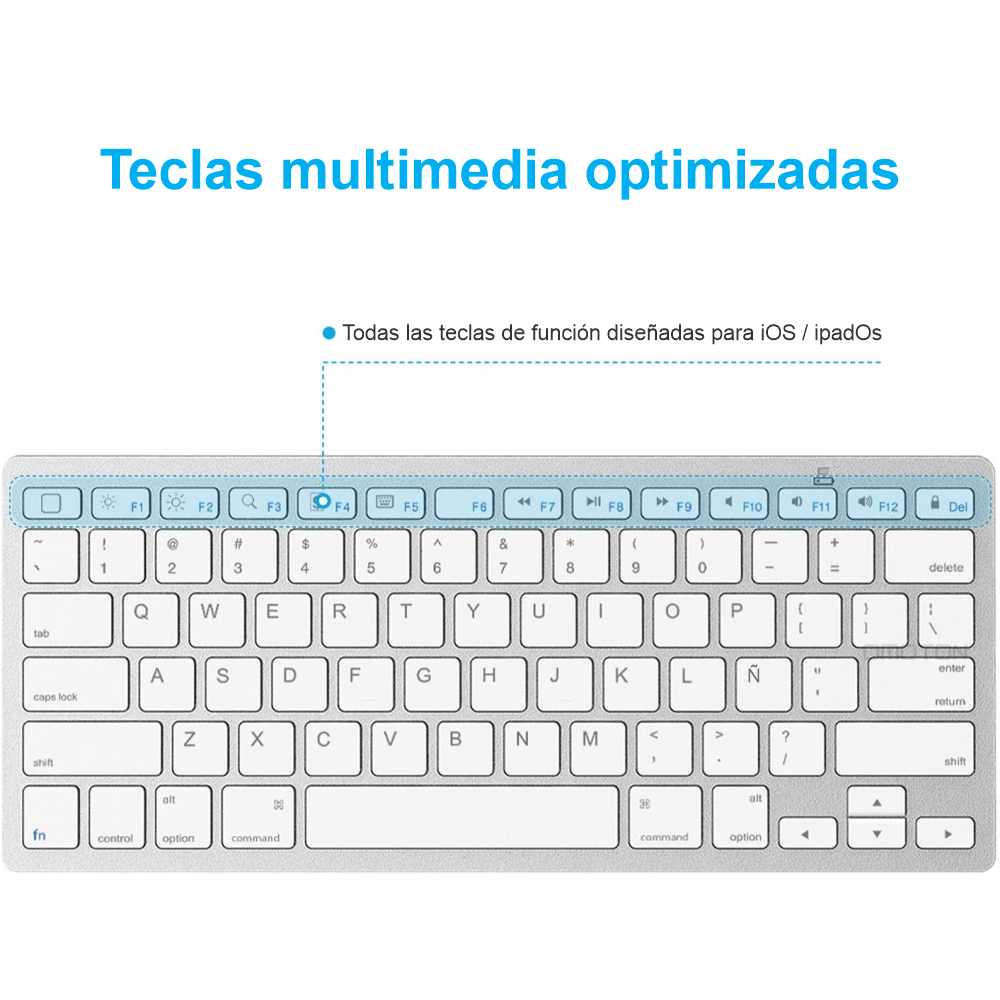 Mini Teclado Bluetooth 3.0 Ultra Delgado para iPad, iOS, Android, PC