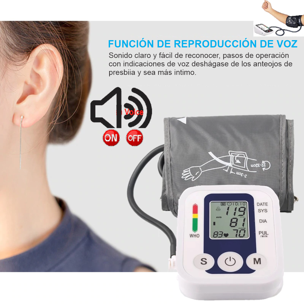 Tensiómetro Digital De Brazo Profesional Presión Arterial con Voz