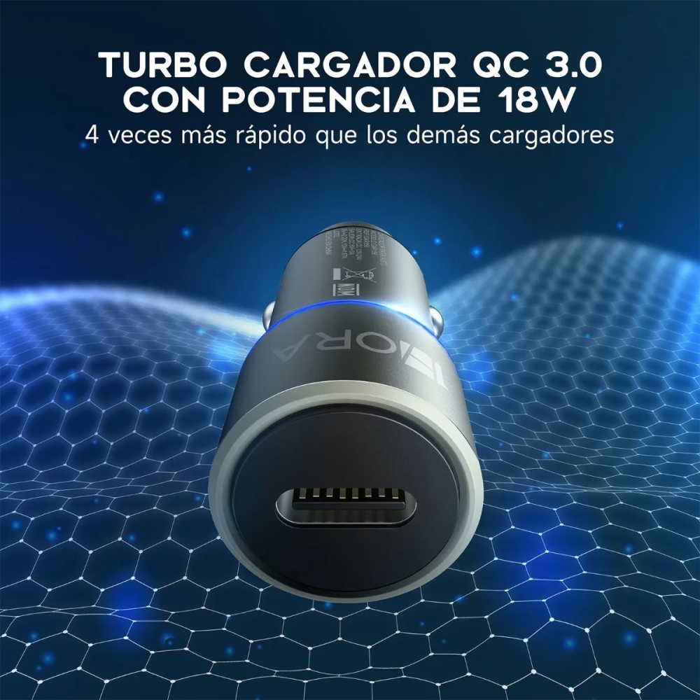 1Hora Turbo Cargador TipoC a TipoC Auto Cigarrera 12V Gar156