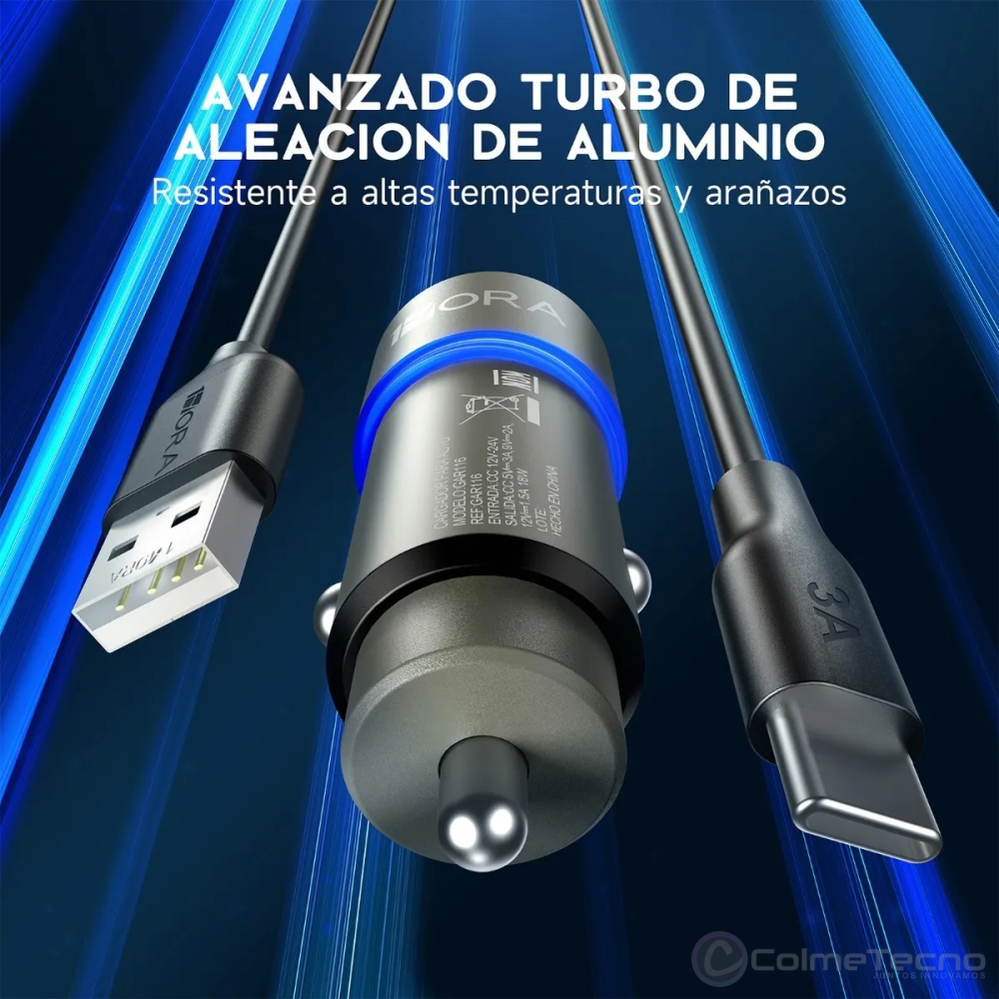 1Hora Turbo Cargador Cigarrera Coche 12V Carga Rápida GAR116