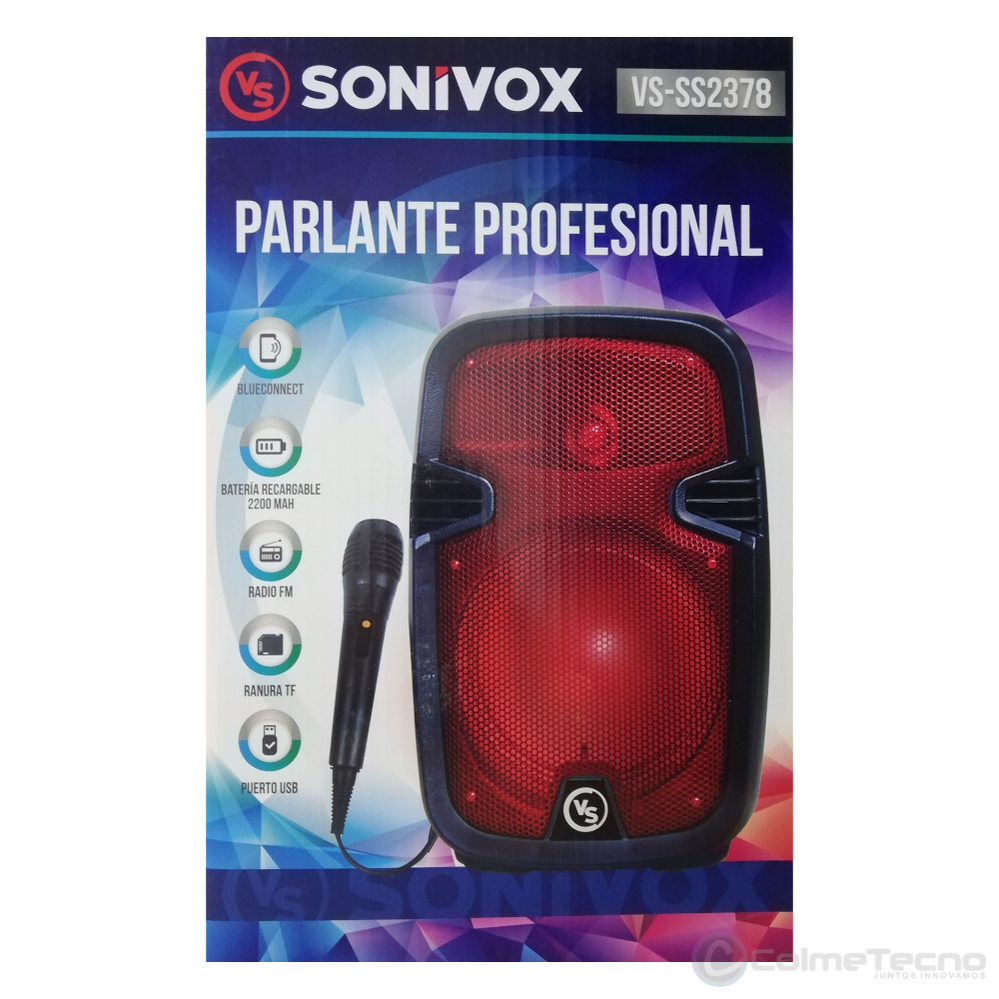 Cabina Profesional Recargable Parlante BT Sonivox VS-SS2378
