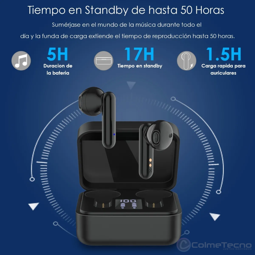 1Hora Auriculares Inalámbricos Bluetooth Pantalla Digital AUT120