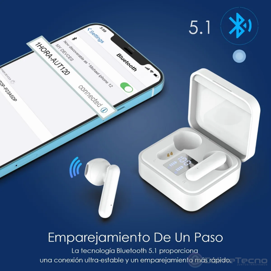 1Hora Auriculares Inalámbricos Bluetooth Pantalla Digital AUT120