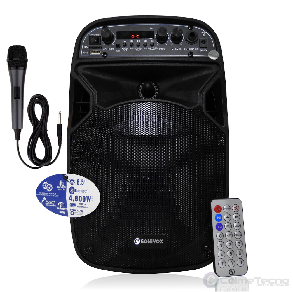 Cabina De Sonido Profesional Recargable 6.5" Sonivox VS-SS1862