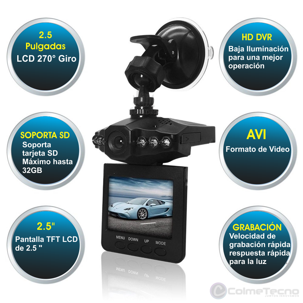 Cámara Carro HD DVR 1080P Sensor Movimiento Visión Nocturna