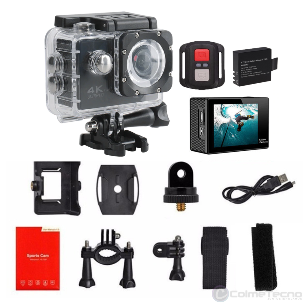 Cámara De Acción Deportiva Sumergible Wifi 4k 16mp Control R