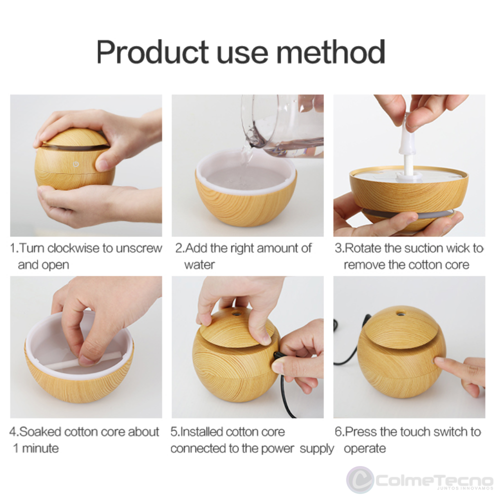 Difusor De Aromas 130ml Humidificador De Aire LED KP-1503