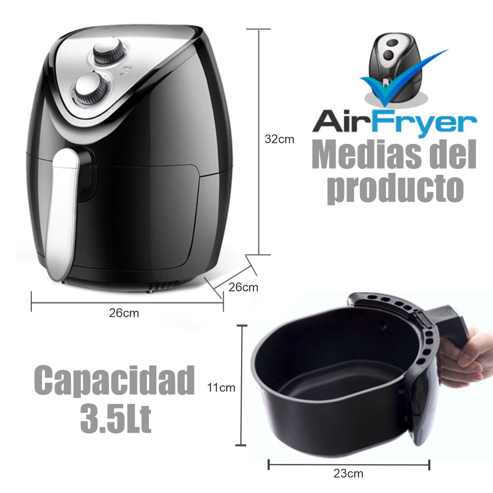Freidora de Aire Sin Aceite Air Fryer 3.5lt 1500W Renahouse + Recetario