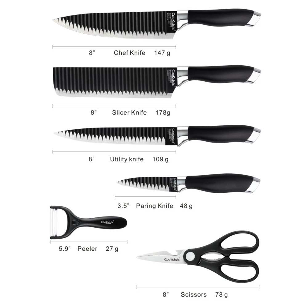 Juego De Cuchillos De Cocina X 6pcs Acero Inoxidable EVERWEALTH