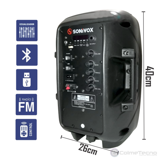 Cabina Profesional Recargable Parlante BT Sonivox VS-SS2378