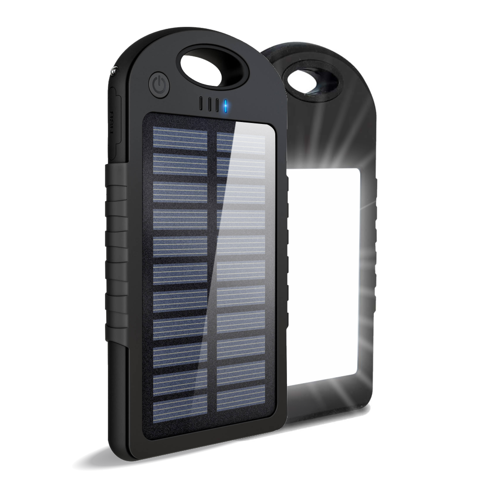Power Bank Solar Batería Externa Portátil 5000mah Luz LED
