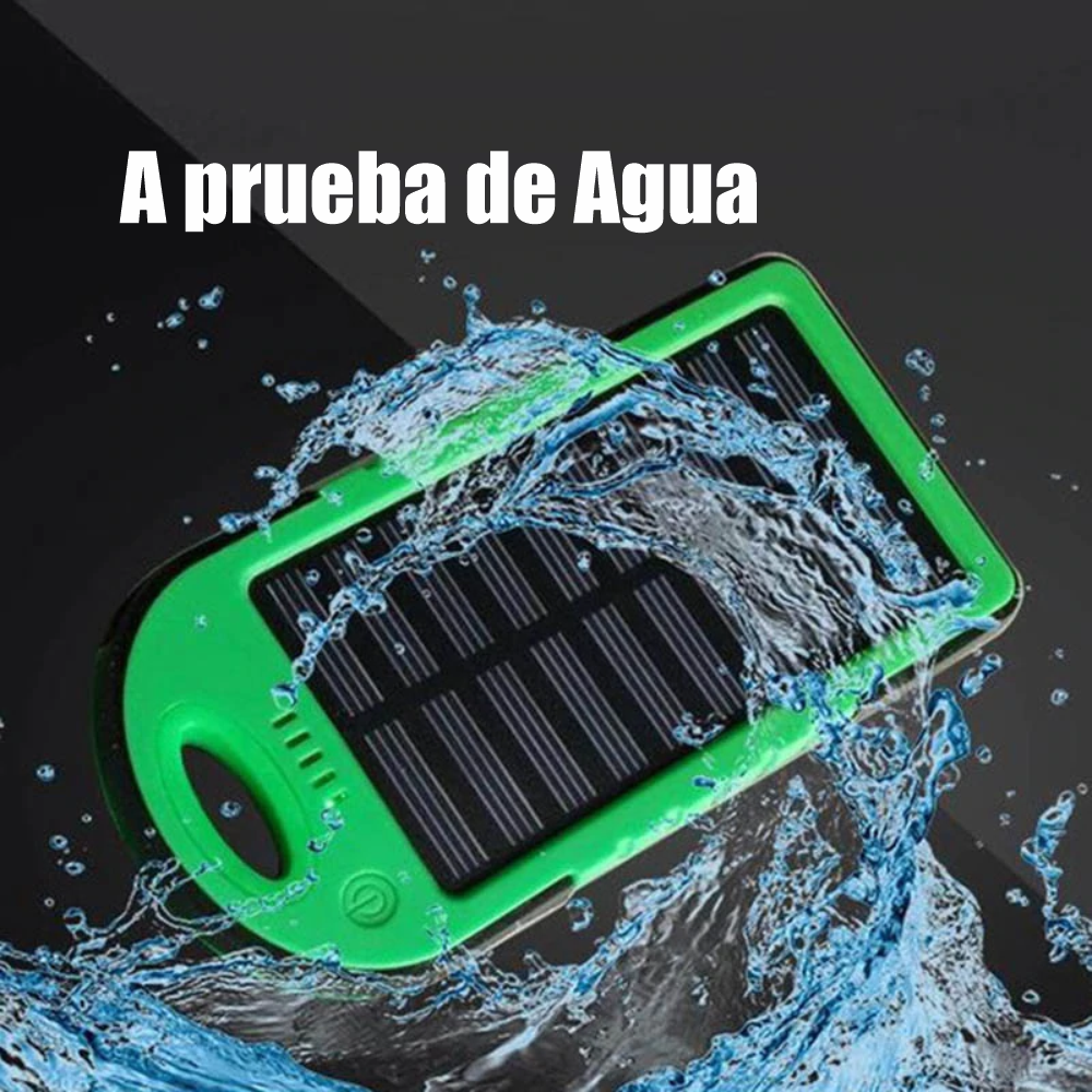 Power Bank Solar Batería Externa Portátil 5000mah Luz LED