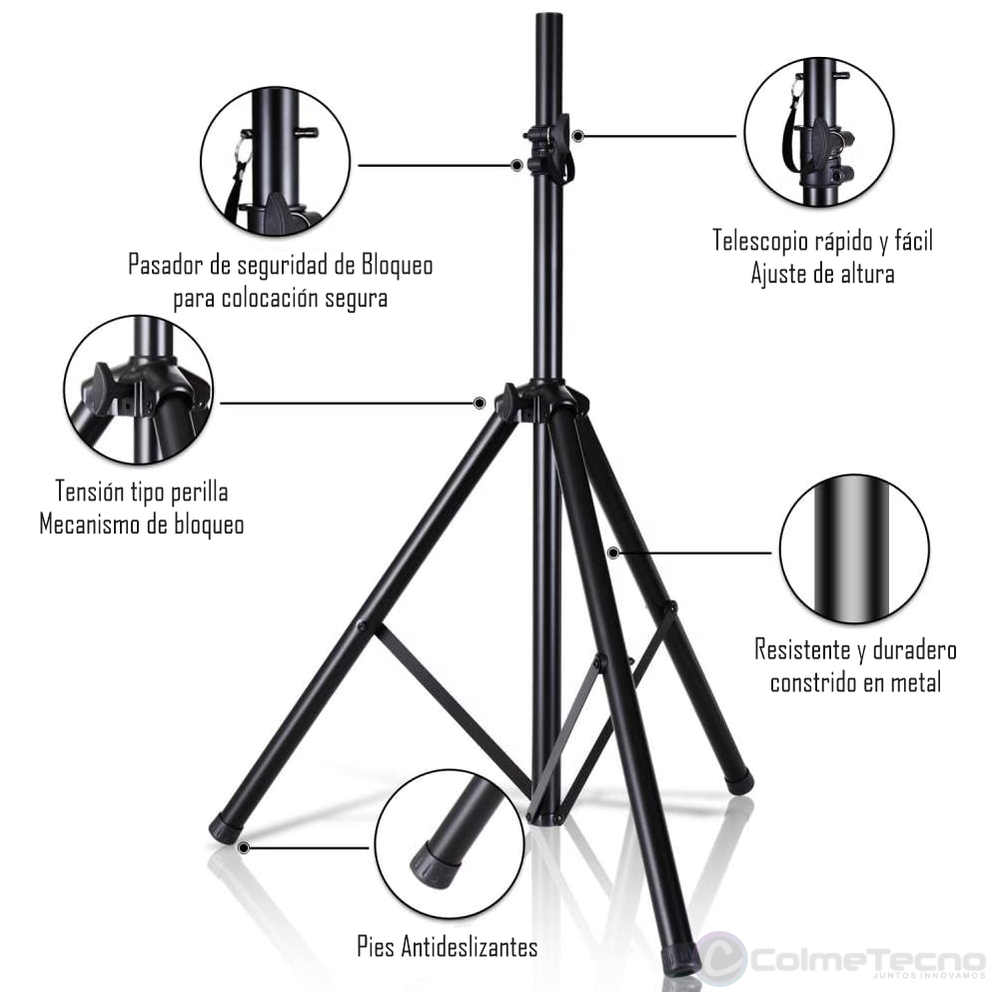 Base Tripode Soporte Para Parlantes Metálico 60 - 120cm 57kg