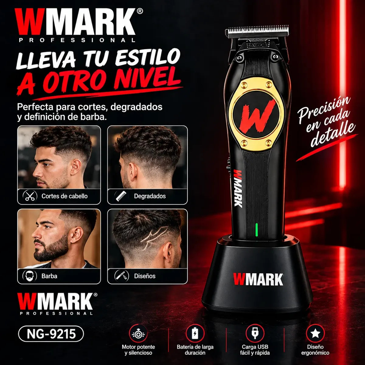 Cortadora De Cabello Profesional Wmark 10.000 Rpm Ng-9215