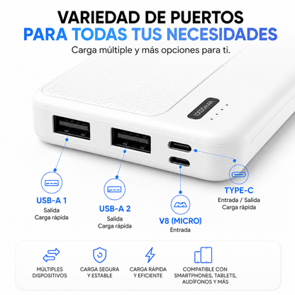 Power Bank Batería Externa Portátil 10.000 mah Cargador USB Q6