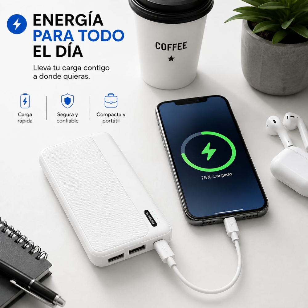 Power Bank Batería Externa Portátil 10.000 mah Cargador USB Q6