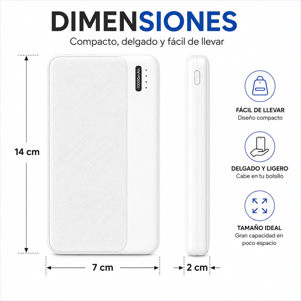 Power Bank Batería Externa Portátil 10.000 mah Cargador USB Q6