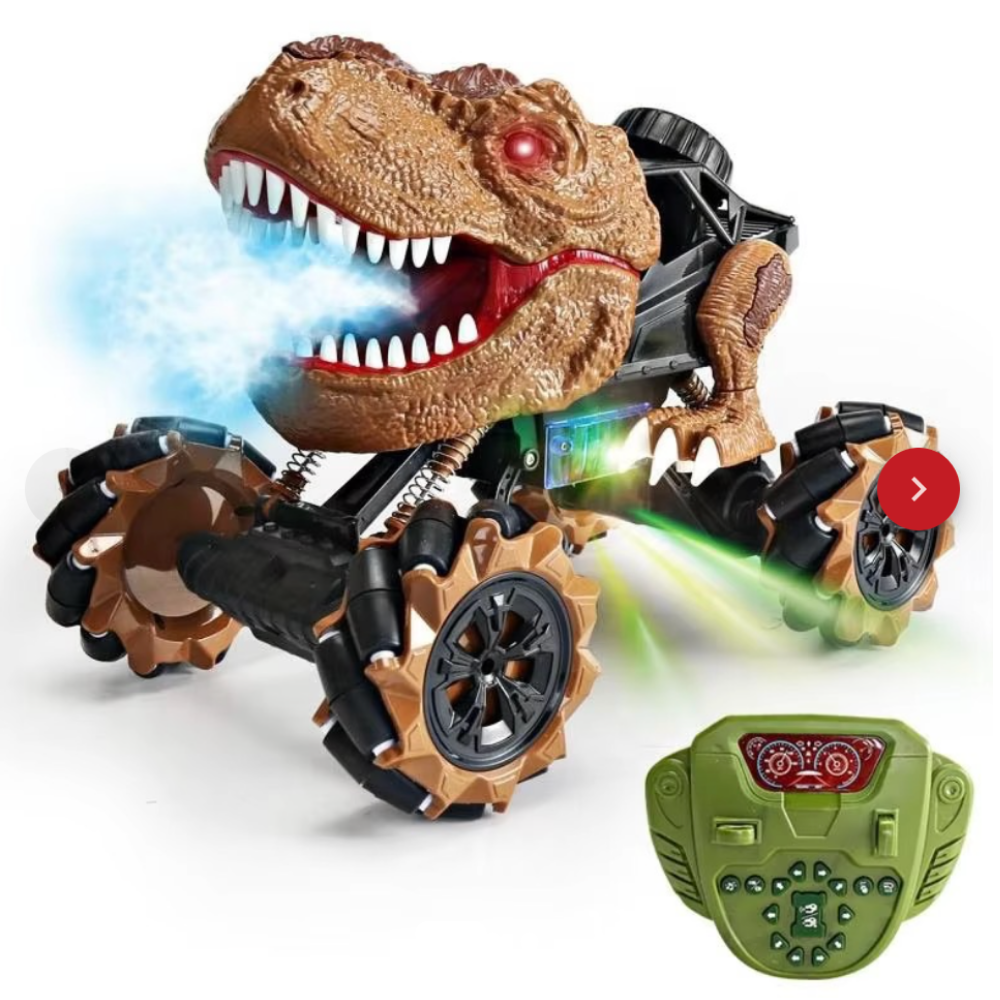 Carro A Cotrol Remoto 4X4 Acrobatico Dinosaurio Luces LED
