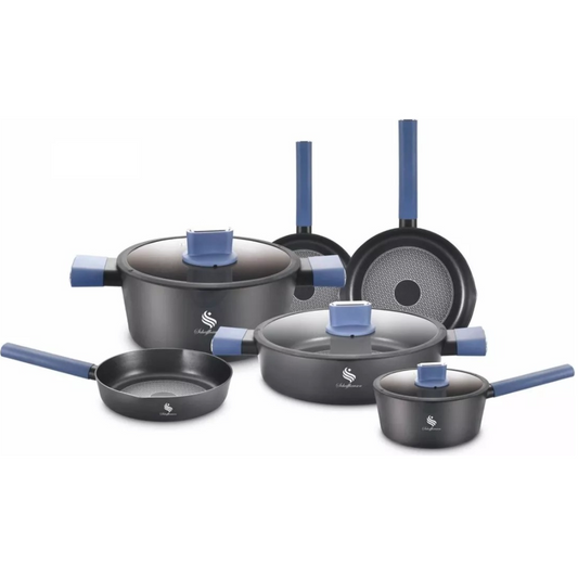 Batería Ollas Marmol 9p Berlin Antihaderente Schaffhausen Az Color Azul Acero