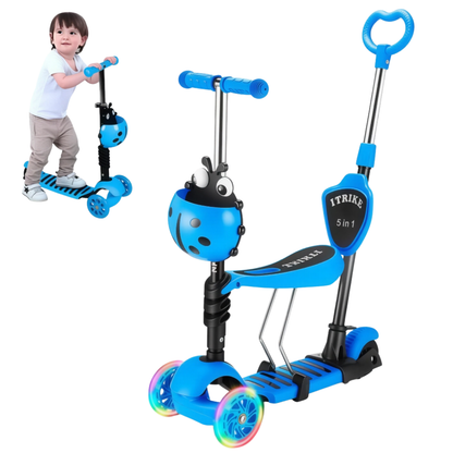 Patineta Scooter Monopatín Para Niños 5en1 Luz Led Mariquita