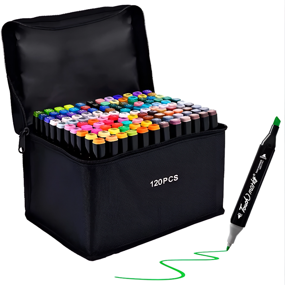 Set Profesional Marcadores Plumones Doble Punta 120 Piezas