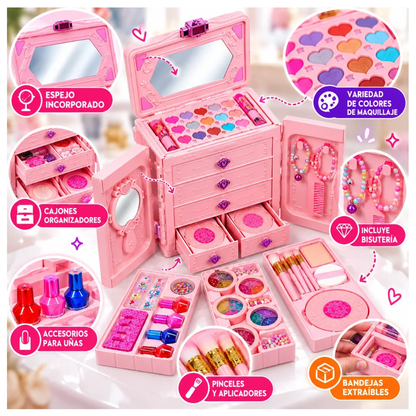 Kit Belleza Infantil Estuche Cosmetiquera Juguete Niñas 66pc