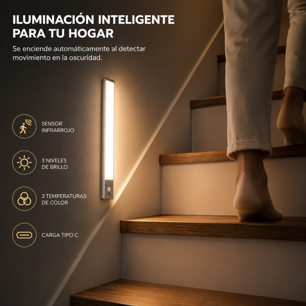 Luz Led Inteligente Magnética Recargable Sensor 3 Niveles