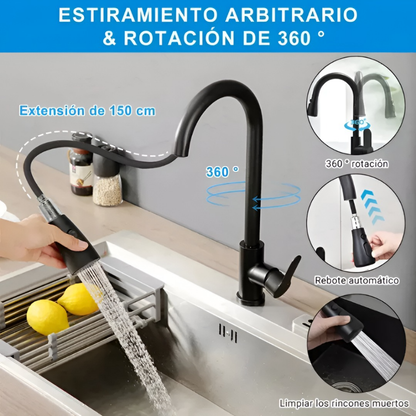 Grifo Lavaplatos Extraíble Cocina Frío Caliente Acero Inox