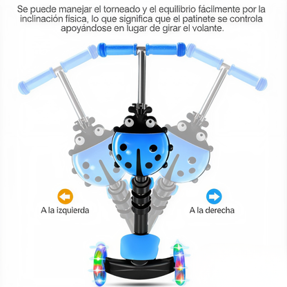 Patineta Scooter Monopatín Para Niños 5en1 Luz Led Mariquita
