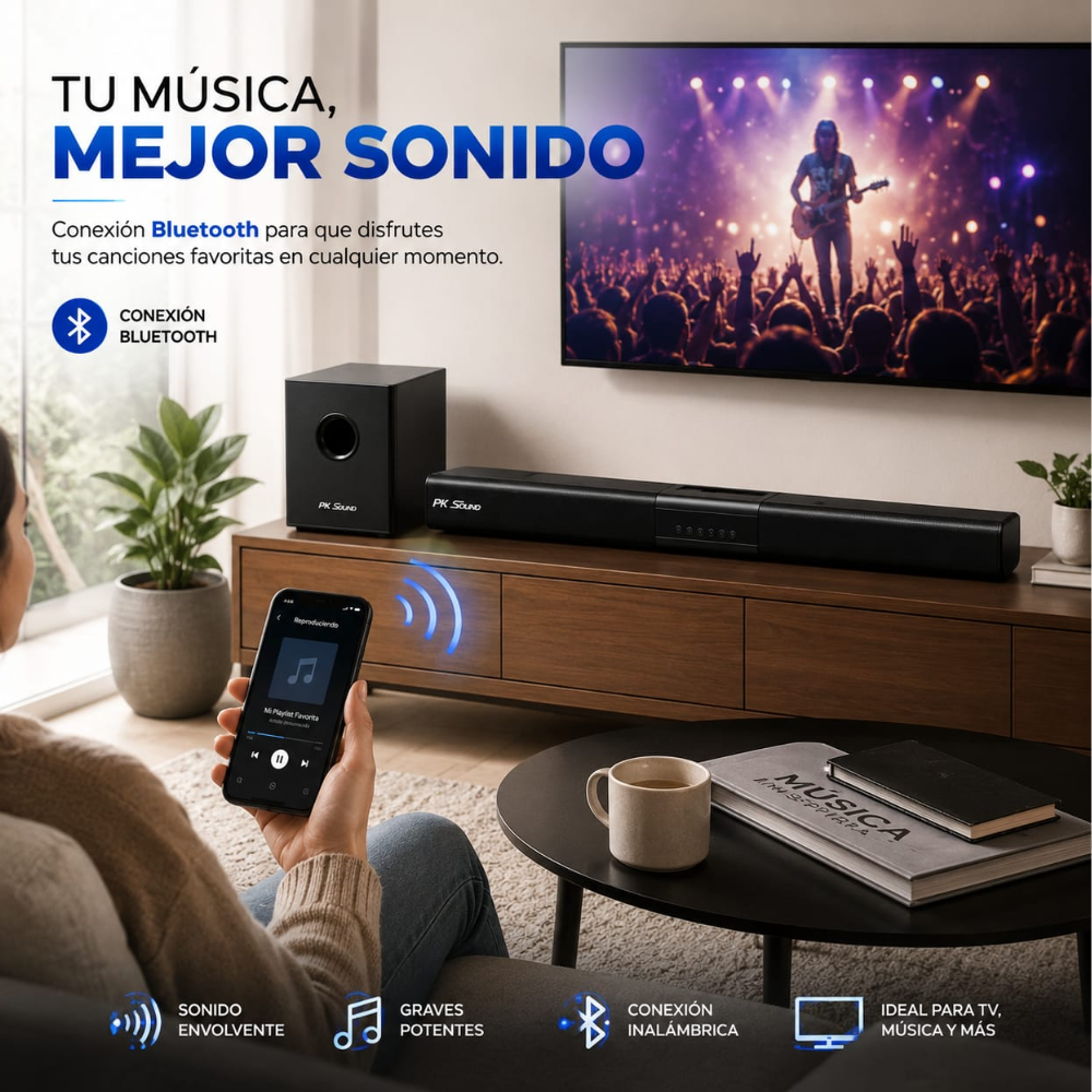 Barra De Sonido Profesional Pk Sound 2.1 Teatro En Casa S508