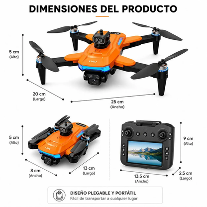 Drone 4K Wifi Dual Camara Pantalla Sensor Obstáculos J18HP
